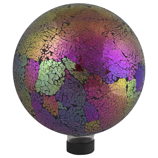 10" Pink Iridescent Mosaic Reflective Glass Garden Gazing Ball